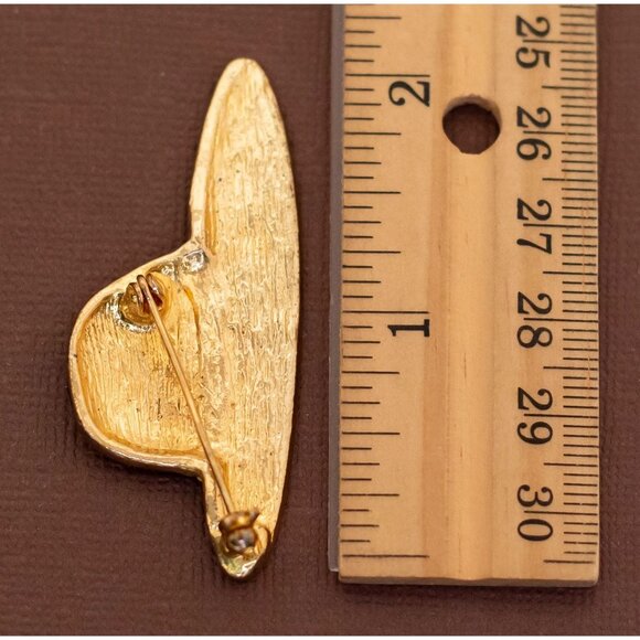 Vintage Stylish Blue Hat Gold Tone Brooch - U19 - Picture 2 of 2
